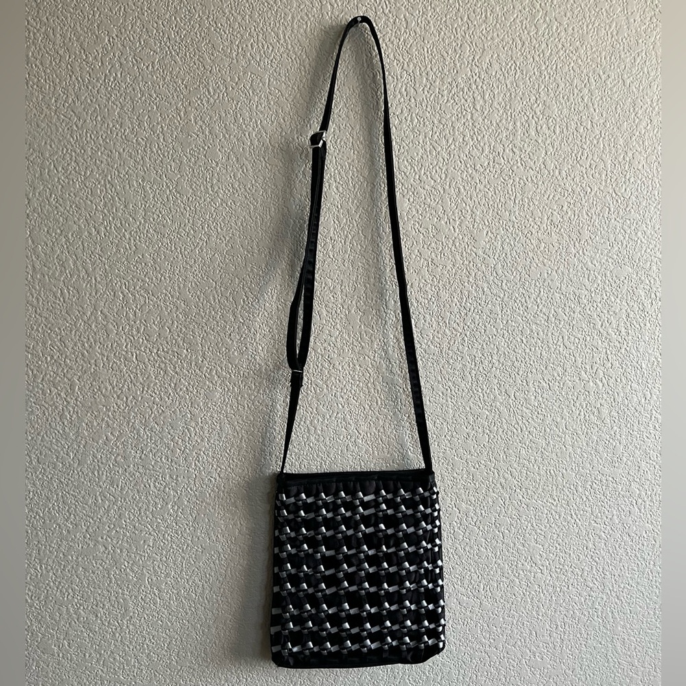 Black and Silver Woven Crossbody Bag